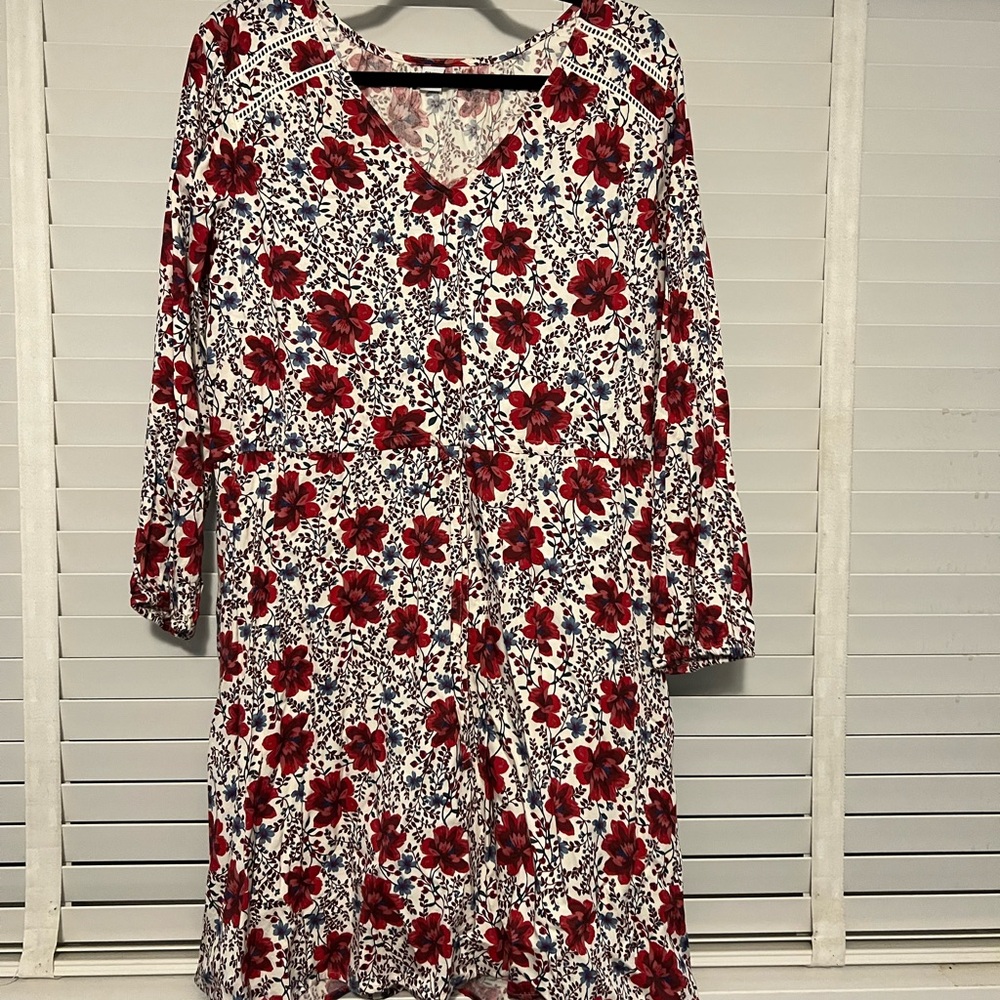 Floral Red and Blue Dress